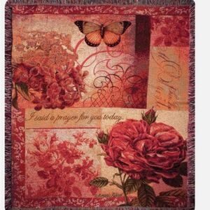 Kimberly Poloson Tapestry Throw Spring Blooms W/Verse size 50 x 60.
